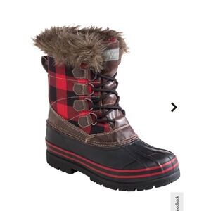 Natural Reflections Womens Buffalo Plaid Faux Fur Winter Snow Boots New‎